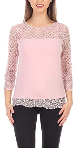 Merry Style Camicia Lunga con Pizzo MS10-316 (Rosa Cipria, S)