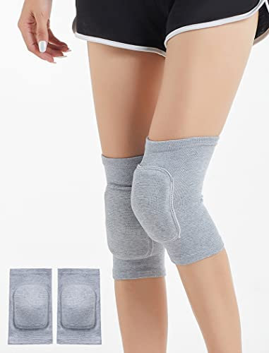 SUJAYU Knieschoner für Damen, Tanz-Knieschoner, Wrestling, Basketball, Volleyball, Knieschoner für Damen, Knieschützer, weiche Knieschoner für die Arbeit (Grau, M)