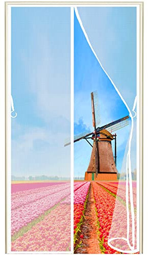 Fliegenvorhang Magnet Balkontür Ohne Bohren, 120x200cm Fliegengitter Magnet Tür, Insektenschutz Vorhang, Moskitonetz türe fliegentüren für Terrassentür, Weiß, 663 Größe