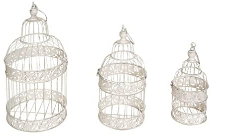 Biscottini Set 3 Gabbie vintage porta candele da esterno e interno | Gabbie shabby chic decorazioni