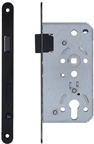 ToniTec Einsteckschloss Kl.3 PZ schwarz Steckschloss Zimmertür Stulp 235 x 20 mm Dornmaß 55 mm Zimmertürschloss DIN rechts vorgerichtet für Profilzylinder
