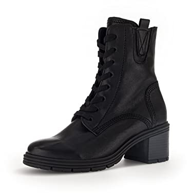 Gabor Damen Schnürstiefeletten, Frauen Schnürboots,Wechselfußbett,Moderate Mehrweite (G),Winterschuhe,Boots,schwarz (Micro),38 EU / 5 UK