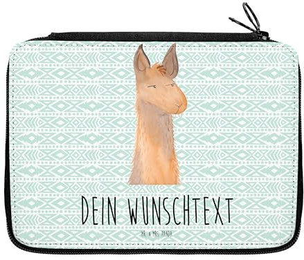 Mr. & Mrs. Panda Personalisierte Federmappe Lamakopf Genervt - Personalisierte Geschenke, Personalisierte Stiftetasche, Schüler, Alpaka, genervt
