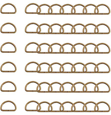 WedDecor 25mm Antique Brass Non Welded Metal D Ring Fasteners Buckle for Adjustable Fastening Webbing, Arts and Crafts, Pet Collars, Repairing Bags, Straps, 20pcs