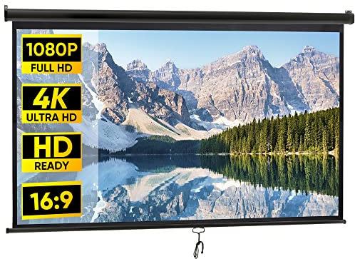 NY Projector Screen 100 Inch 16:9 HD Projection Screen Folding Pull Down Home Theater Portable Office Screen Indoor Outdoor Movie Screen, Black