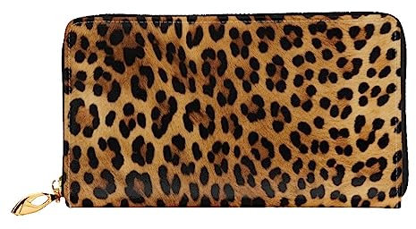 BAFAFA Portefeuille en cuir imprimé léopard pour femme, portefeuille à fermeture éclair, porte-cartes, pochette pour téléphone portable, Noir , Taille unique, Classique