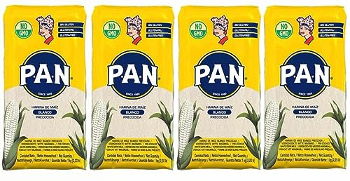 Harina PAN Pre-Cooked White Maize Meal - 1kg (Pack of 4)