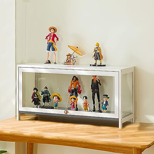 ZMHPLKH glasvitrine vitrine vitrinenschrank sammlervitrine hergestellt aus natürlicher Bambusrahmen Flip-Schranktür-Design, versiegelt und staubdicht, mehrere Größen 70 * 32 * 40CM White