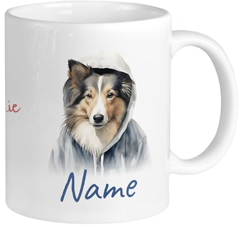 GRAZDesign Tasse mit Hunden und Namen personalisiert, coole Namenstasse für Kinder, Jugendliche und Erwachsene, für Hundeliebhaber Keramik 330ml (Collie, 330ml)