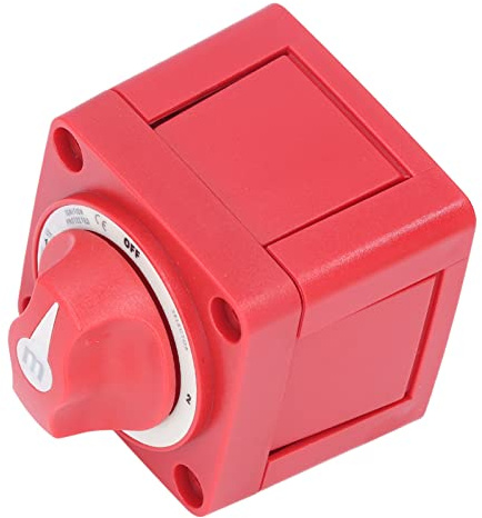 batterie trennschalter 12v, Batterietrennschalter 300 A Batterieschalter Batterie-Notausschalter mit 3 Positionen Zweikreis Stromtrennschalter für Boote, PKW, LKW