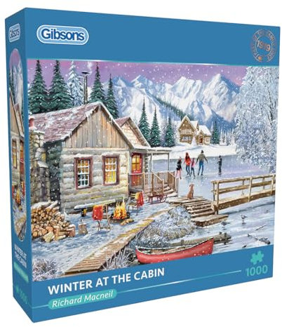 Winter at the Cabin | 1000 Piece Jigsaw Puzzle | Christmas Puzzle | Sustainable Jigsaw Puzzle for Adults | Premium 100% Recycled Board | Great Gift for Adults | Gibsons Games
