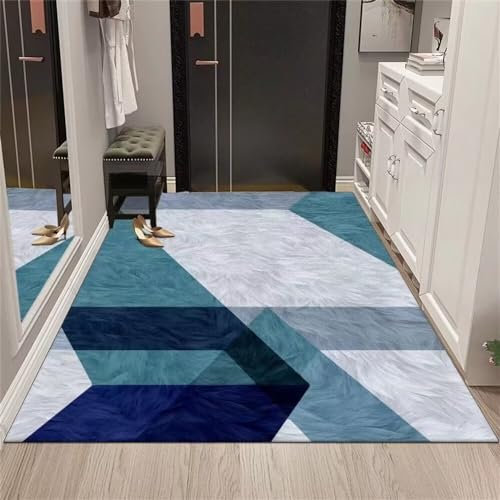 TiLEze Deko Kinderzimmer Spielteppich Kinder Teppich Kurzflor grau-blaues geometrisches Design Fuzzy Line Dekoration Heimmatte Wohnzimmerzubehör verschleißfest 120X180cm Decor 3ft 11.2''X5ft 10.9''