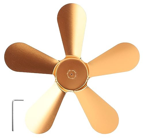 OUKENS Pala del Ventilatore per Stufa a 5 Pale, Sostituzione delle Pale del Ventilatore per Stufa Alimentata a Calore in Lega di Alluminio, Pala del Ventilatore per Stufa a Legna (d'oro)