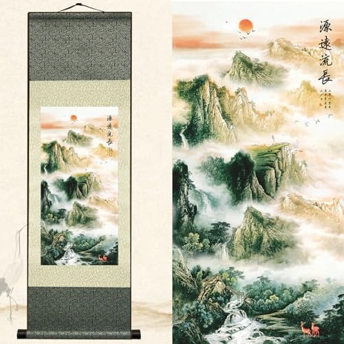 Newscz Schlafzimmer-Wandkunst für Wohnkultur, Zubehör, Wohnzimmer, Seidenrolle, Landschaftsmalerei, Poster, ästhetische Raumdekoration, Kunstwerk, Wandteppich, Wandbehang für Zuhause, Küche, Flur,