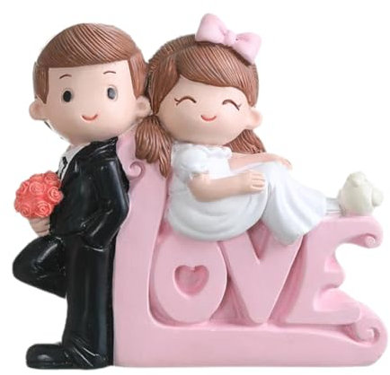 Wedding Cake Figurine, Cake Figurine Bride and Groom Bride and Groom Lovers Figurine Wedding Couple Cake Topper LOVE Sculpture Statue Ornament Cake Decoration for Valentine's Day Home