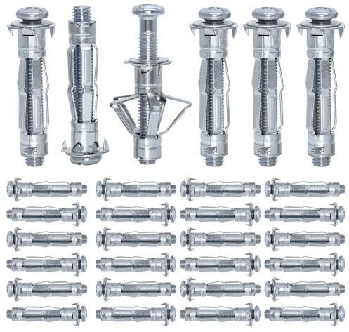 TETEWEVER 30 Stück Hohlraumdübel Metall Verzinkt Hohlwanddübel M8 x 52mm Spreizdübel mit Aufbewahrungskiste für Befestigungen in Gipskartonplatten