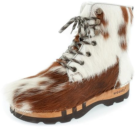 woody Herren Pascal Clog Stiefel, Fell Natur, 44 EU