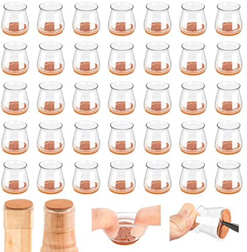 JAYZUUM 36 Stück Stuhlbeinkappen Stuhlbeinschoner, filzgleiter für stühle, Transparent silikon Schutzkappen für Stuhlbeine, geeignet für Hartholzböden, Fliesen und Laminatboden (klein 18-30mm)