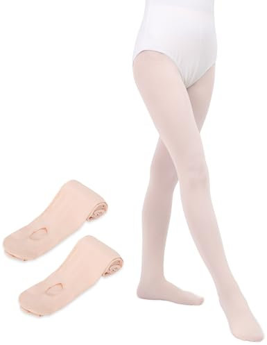MYSSUCI Paquete de 2 Medias Ballet Niña Mujer 90D Convertibles con Agujero para la Clase de Danza o Espectáculos (Rosa,M)