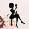 Craft Cart Acrylic Cake Topper For Birthday With Sitting Girl Lady Figure Wine Glass Black Silhouette Party Decoration Idea