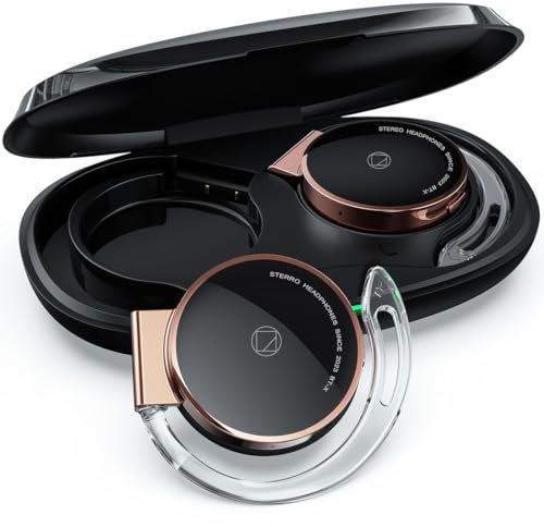 On Ear Headphones Wireless Bluetooth V5.3, Open Ear Earbuds Wireless with Earhooks, Clip on Headphones Sports Headset Bluetooth with 4 Microphones, Long Battery Life/with Charging Case