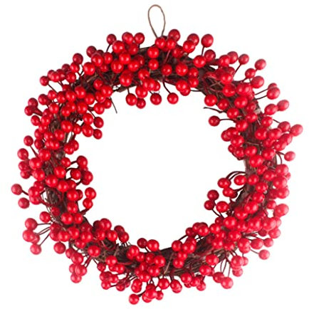 Christmas Wreath Red Berry Wreath 35cm Christmas Berries Wreath for Front Door Artificial Berries Wreath Xmas Hanging Door Decor for Christmas Decor