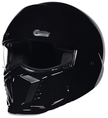 Motorradhelm Jethelme Rollerhelm Streetfighter Helm ECE zugelassen mit Sonnenvisier, Sonnenblende | Jet Helm Mit abnehmbarem Kinnschutz 1,XL=61~62cm