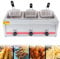 Friggitrice a Gas GPL Professionale, friggitrice Commerciale in Acciaio Inossidabile con cestelli e coperchi per friggitrice, per Cucina Domestica Commerciale, Triplo Cilindro 10L