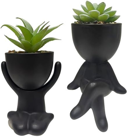 2 piezas de escritorio de oficina plantas en maceta plantas artificiales macetas de interior, pequeñas figuras de cerámica plantas creativas en macetas, decoración linda de escritorio, decoración de