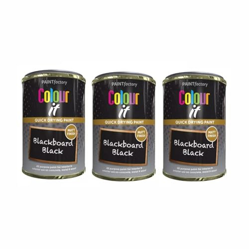 PEBBLE HUG Blackboard Black Matt Tin Paint, Easy To Apply, DIY Projects, Perfect For Interior & Exterior Use, Quick Drying, Metal, Wood, Plastic, Home Décor, 300ml, (3 Pcs)