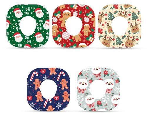25 Blatt Klebepatches für Dexcom G7, Wasserdichte Überpatch-Sensoraufkleber Selbstklebende Weihnachtspatches Kompatibel mit Dexcom G7 (5 Stile)