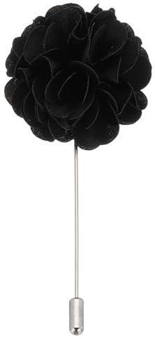 PATIKIL Boutonnière Mariage Homme en Forme de Fleur, Épingle de Revers pour Hommes, Fleurs de Camélia pour Costume de Mariage, Broche d'Anniversaire Remise des Diplômes, Noir