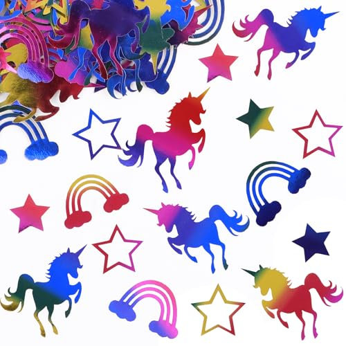 BETESSIN Einhorn Tischdeko - 100 Stück Einhorn Konfetti Regenbogen - Streudeko Einhorn Geburtstag - Geburtstagsdeko Einhorn Party - Tischdekoration für Einhorn Deko Kindergeburtstag Mädchen