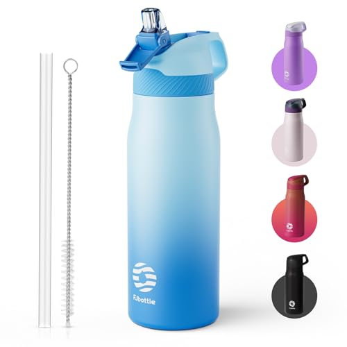 Fjbottle Borraccia Termica con cannuccia Sportiva 550ml/710ml, Senza Perdite e BPA - Bottiglia Termica Palestra per Bambini, Scuola, Campeggio, Yoga