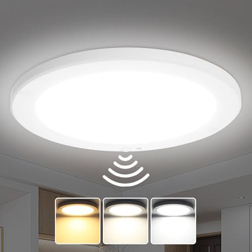 Wondlumi 18W LED Ceiling Light with Motion Sensor, 3000K/4500K/6000K 3CCT 1800LM Round Ultra Slim Ceiling Lights PIR Motion Detector Indoor 240V for Hallway, Stair, Balcony, Garage