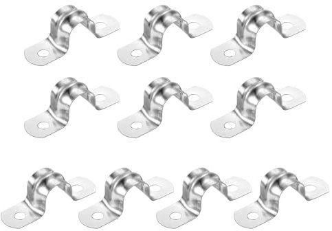 sourcing map 24Pcs Rigid Pipe Straps, 12mm(0.47) 304 Stainless Steel 2 Hole U-Shaped Bracket Tube Hanger Pipe Clamps for Fixing Pipe Cable