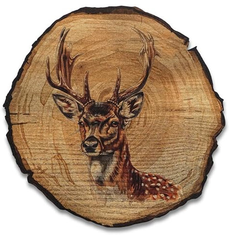 DRO Design Reh - Größe 30cm - Rustikales Wandbild im Vintage Look – Holzoptik Wanddeko mit Motiv für Wohnzimmer und Flur – Geschenkidee für Tierliebhaber, Wandgemälde
