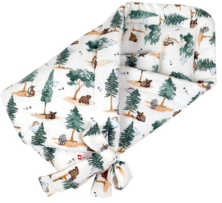 Babylux Einschlagdecke Musselin BABYHÖRNCHEN 75 x 75 cm Baby Neugeborene Erstaussttatung Umschlagdecke (D7 Wald)
