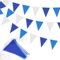 Lot de 80 fanions en tissu imperméable pour décoration de fête de jardin - Bleu et blanc - 40 m