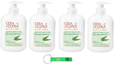 4x Cera di Cupra Seife Sapone - Hygiene Flüssigseife für Hände und Gesicht mit Eukalyptus - 200ml + Beni Culinari Kostenloser Schlüsselanhänger