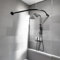 Qgtxf Rod de Rideau de Douche en Forme de L Barre Douche Courbe Réglable en Inoxydable Tige de Douche Extensible Extra Longue pour Salle de Bain(Size:H 50-70cm x 120-165cm,Color:Noir)