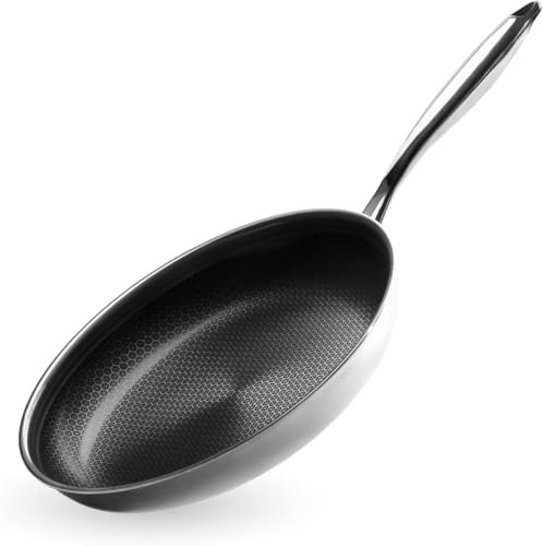 Onyx Cookware Bratpfanne 32 cm | Beschichtete Pfanne Induktion und alle Herdarten | Kratzfeste Antihaft-Oberfläche | 3-Schicht Edelstahl/Aluminium | Ofenfest bis 260°C | PFAS-frei