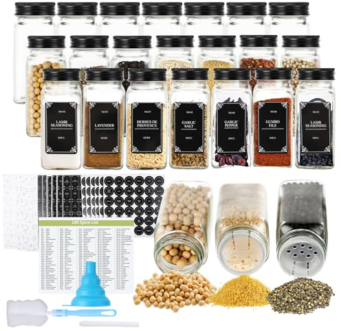 Gewürzgläser Set 24 Stück 120ml Luftdicht mit Etiketten für Küche