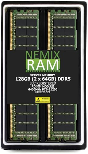 NEMIX RAM Memoria da 128 GB (2 x 64 GB) DDR5 6400 MHZ PC5-51200 CL52 2Rx4 1,1 V 288 PIN ECC RDIMM compatibile con SuperMicro SuperServer SYS-822GS-NB3RT