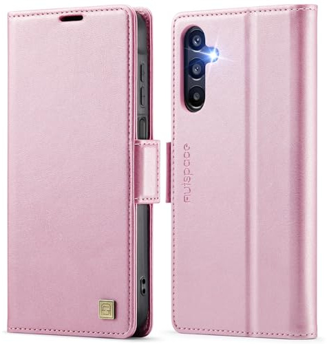 Teeirllim Custodia per Samsung Galaxy A15, Blocco RFID PU Pelle Portafoglio Flip Case, Carta Fessura, Funzione Supporto, Antiurto Case Cover per Samsung Galaxy A15, Rosa