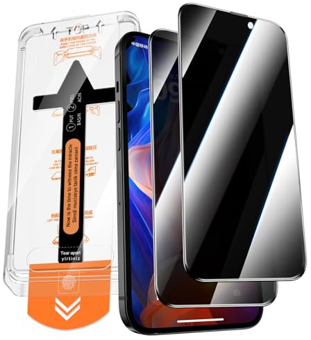 QUESPLE 2 Pack for iPhone 16 Pro Privacy Screen Protector 6.3-Inch, Auto Dust-Elimination Installation Tool, [Instant Installation], Anti Spy Full Coverage Tempered Glass