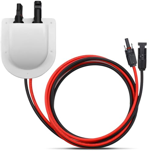 FAELNK Entrée de Câble Solaire Double pour Toit Étanche avec Rallonge de Câble Solaire de 2 m pour Camping-Car Caravane Bateau, Blanc