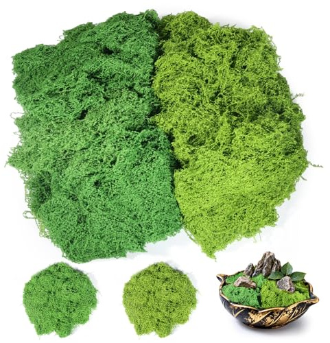 200g de Musgo Artificial para Manualidades y Decoración, Musgo Falso Verde Claro y Oscuro para Terrarios, Acuarios, Belenes y Proyectos Creativos, Ideal para Decoraciones de Pared y Jardines Eternos