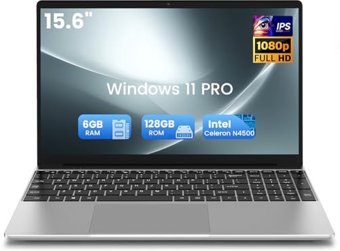 Kayoote 15.6 Inch Laptop, 6GB DDR4 128GB SSD Student Laptops, Win 11 Pro Celeron N4500 Processor Business Laptop, Up to 2.8 GHz, IPS 1920 * 1080, 2*USB 3.0, Mini HDMI, WiFi 5, BT 5.0 Laptops Computer