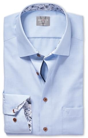 Marvelis Herren Businesshemd Langarm 700014,Einfarbig,Comfort fit,New Kent,Rauchblau 13,48